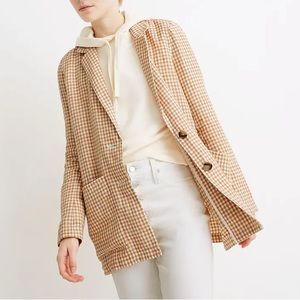 Madewell Linen Dorset Blazer in Gingham Check